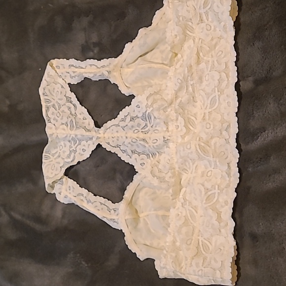 Lacy Bra Lounge Free People XL Plunge Bralette Yellow Lace - Picture 3 of 3